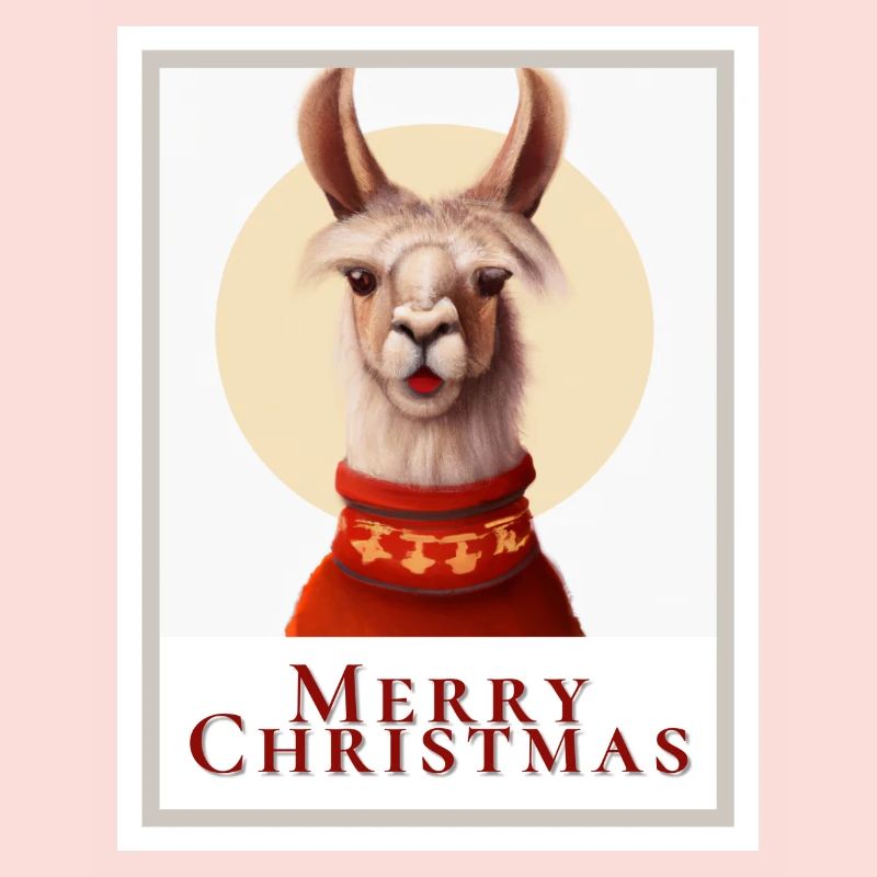 Bild eines süßen Lamas in einem Weihnachtspullover