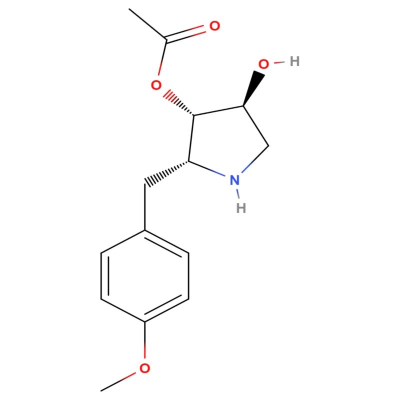 Molécule d’anisomycine - Formule structurale colorée