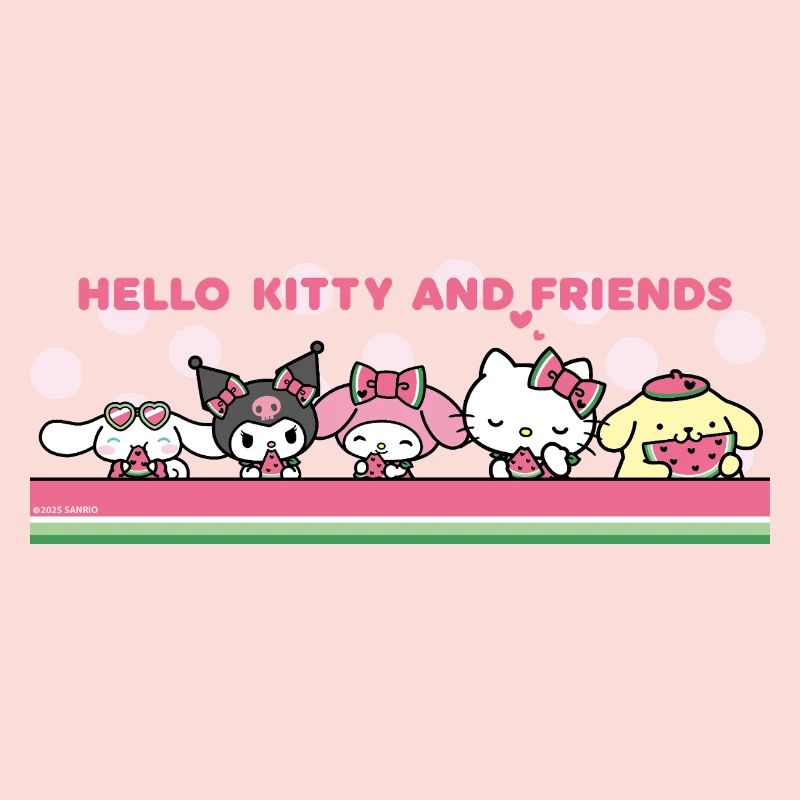 Hello Kitty Et Ses Amis Mangent De La Pastèque