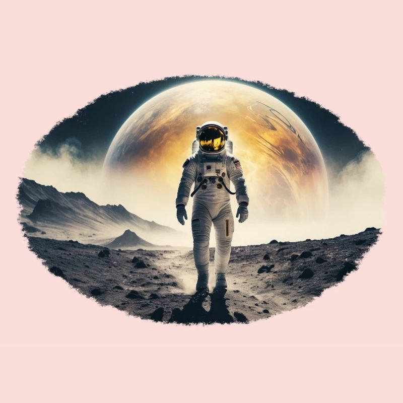 Astronaut on moonscape