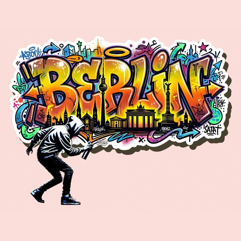 Style urbain urbain de la Skyline de Berlin Graffiti