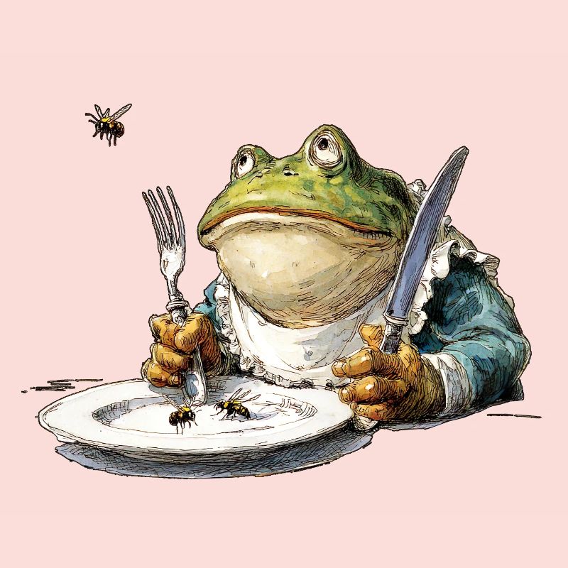 Frosch Galant am Esstisch