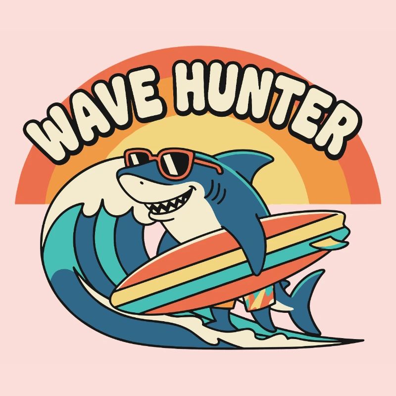 Wave Hunter Shark Surf Sunset