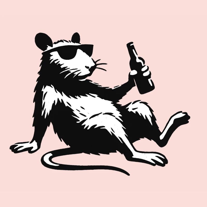 Ratte mit Flasche Sonnenbrille