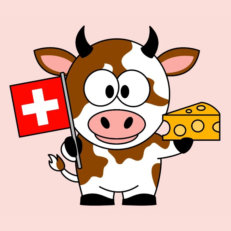 Kuh mit Schweizer Flagge Käse