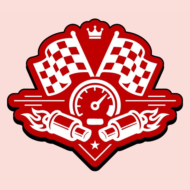 Drapeau de course, compteur de vitesse d'échappement