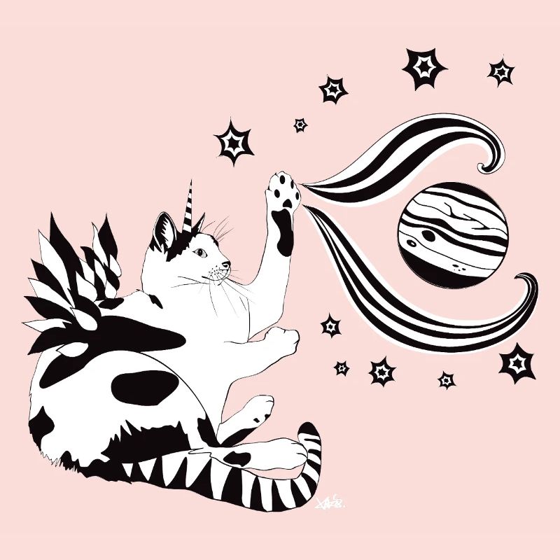 Chat de l’espace dans la danse des planètes