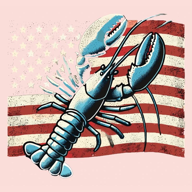 Homard devant le drapeau américain
