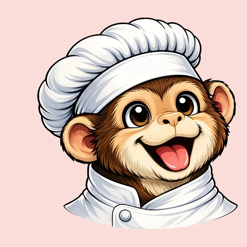Dessin animé Singe Chef Mignon