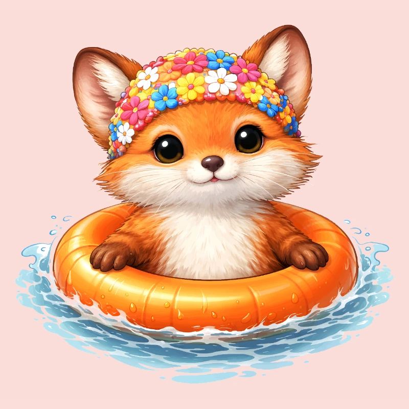 Süßer Fuchs mit Schwimmring 