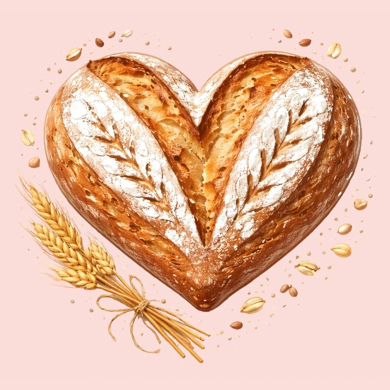 Herz Brot Backen Sauerteig Bäcker Design 