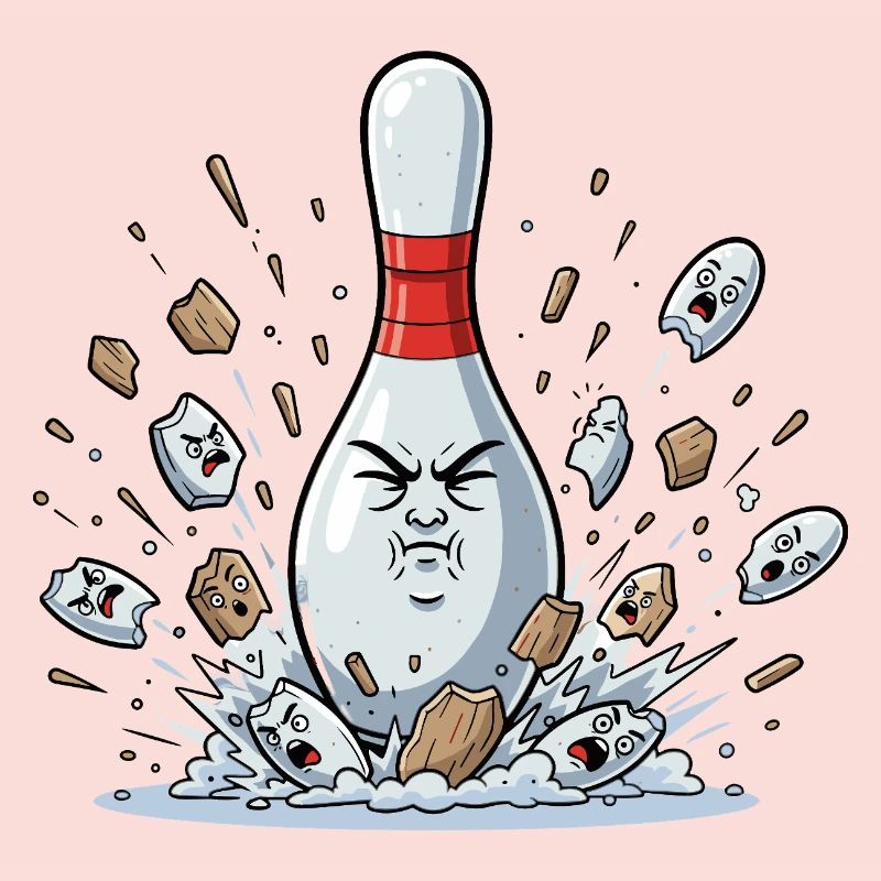 Exploding Bowling Pin Cartoon