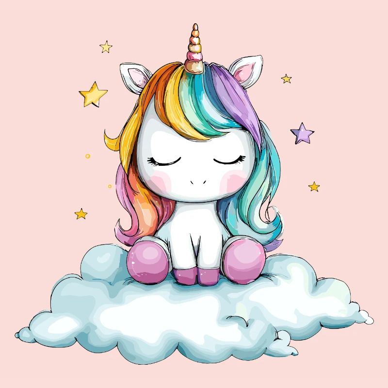 Rainbow unicorn on cloud