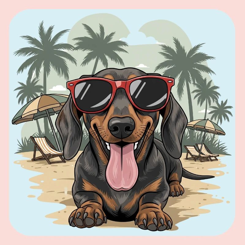 Dackel Beach Dackel Dackel mit cooler Brille