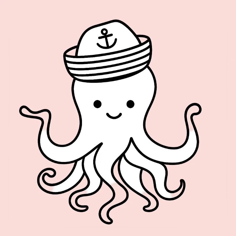 Cute Octopus with Anchor Hat