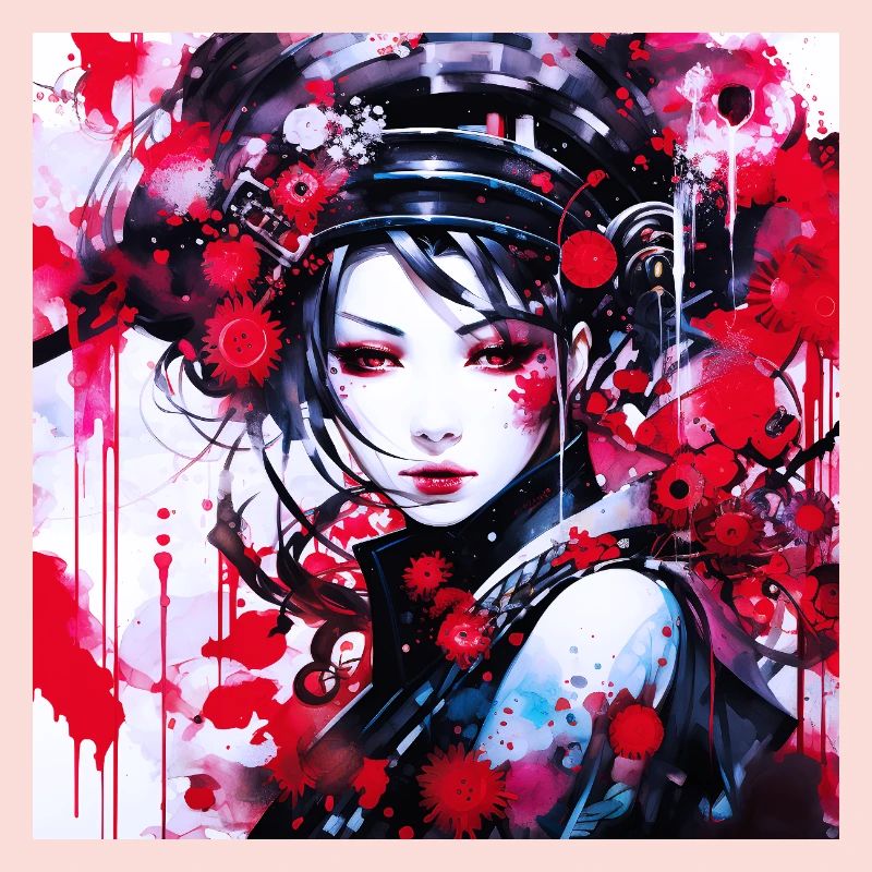Red Splashed Futuristic Portrait
