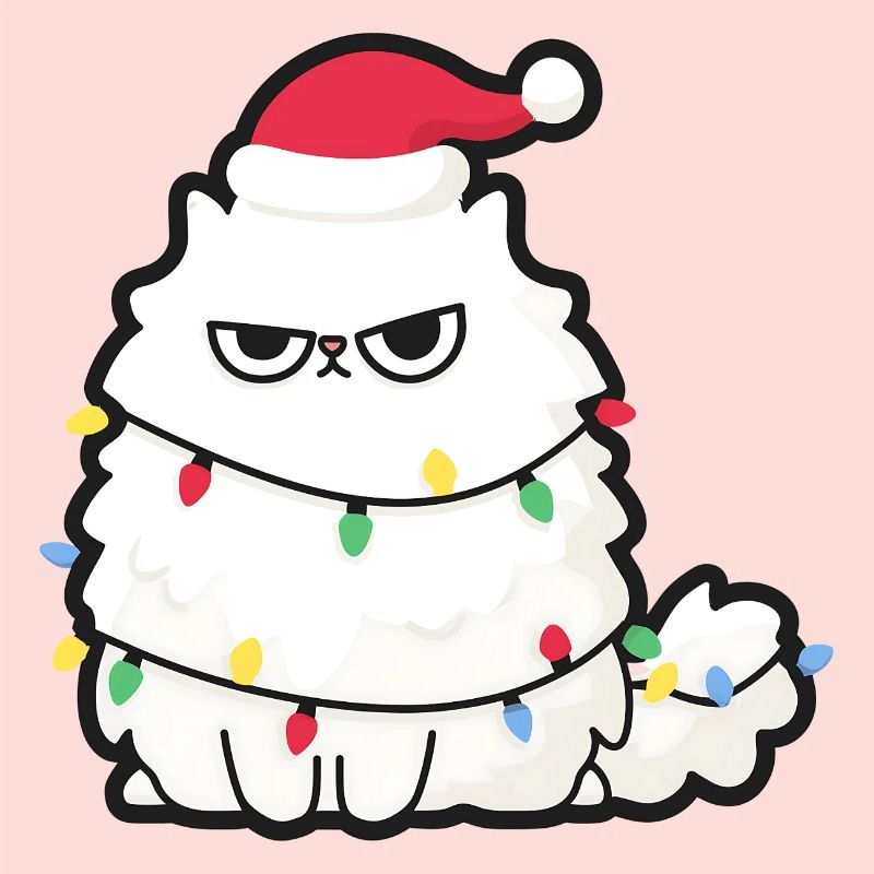 Grim Christmas Cat with Lights