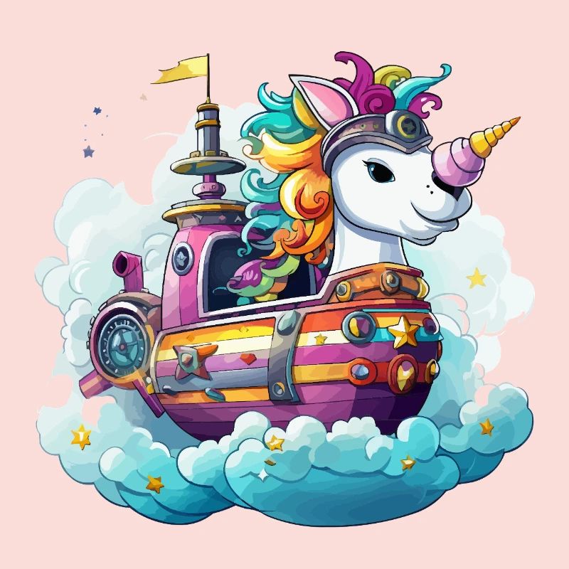 Bunter Einhorn-Schifftraum