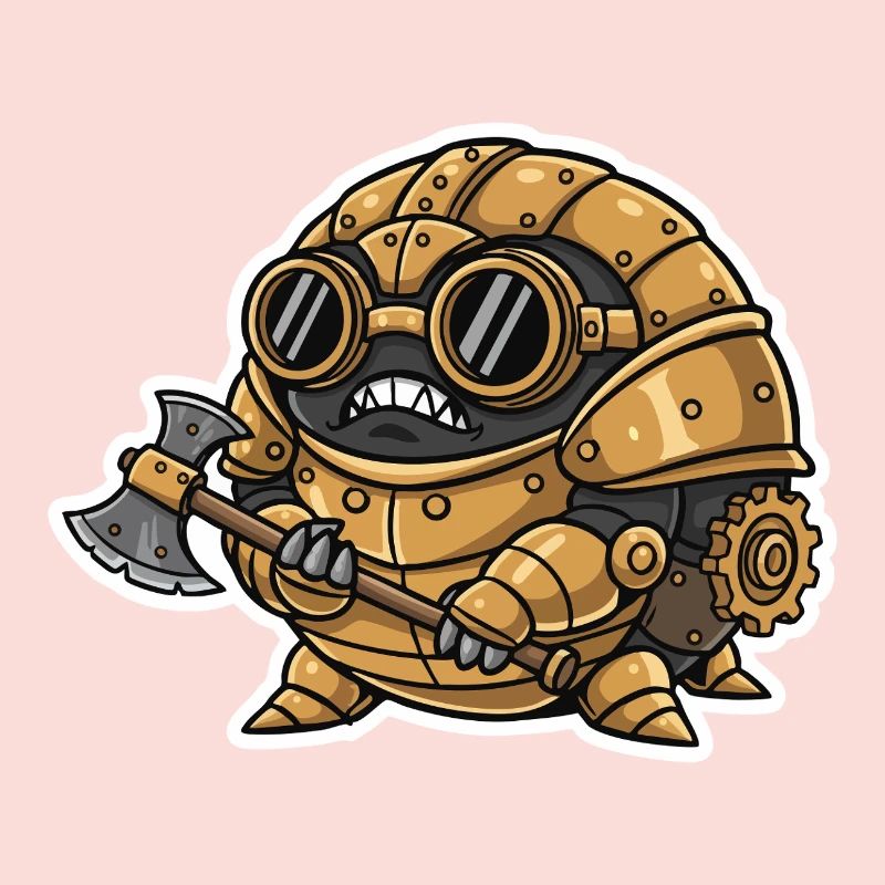 Sowbug Warrior Steampunk Axe Copper Armor