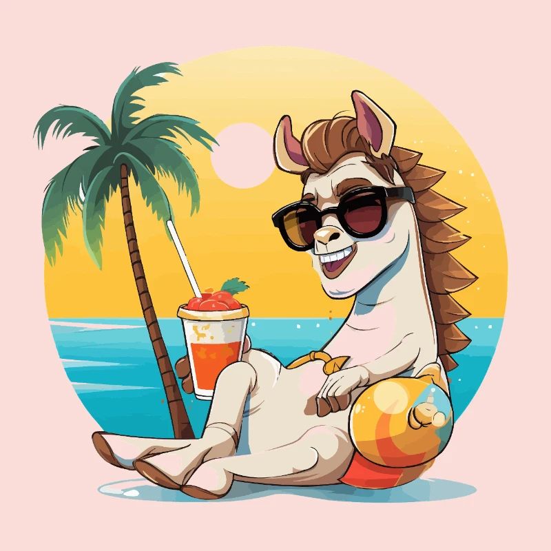 Sunny Beach Llama on Vacation