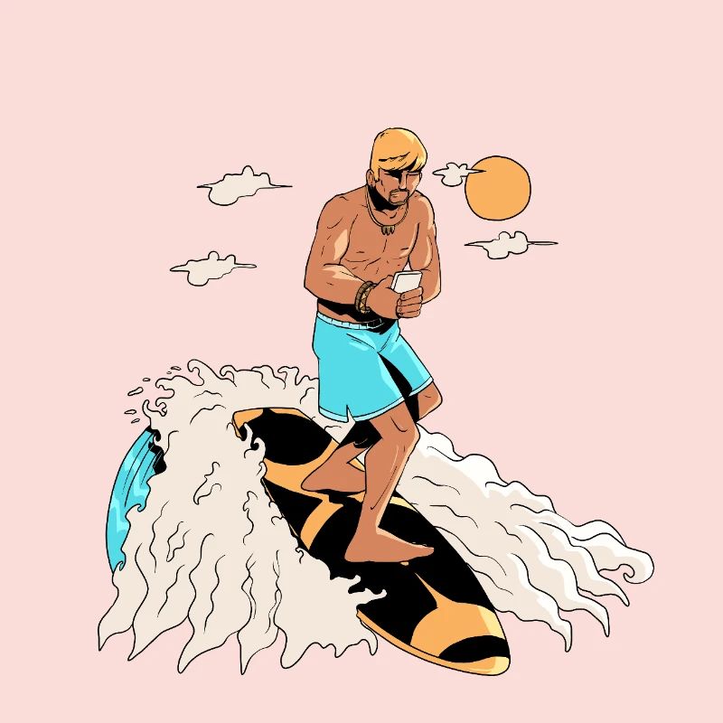 Surfer and smartphone