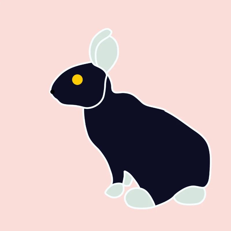 Minimalistischer Blue Black Rabbit