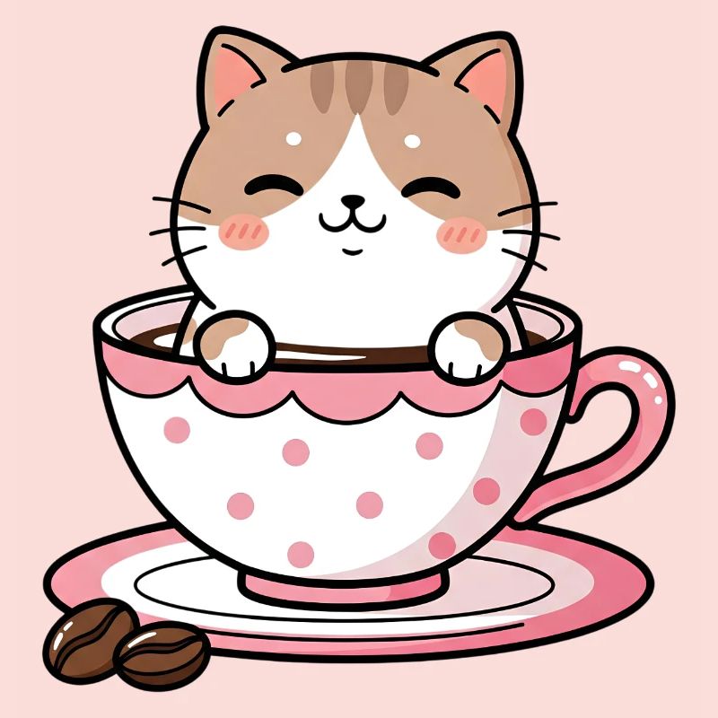 Gemütliche Katze in rosa Teetasse