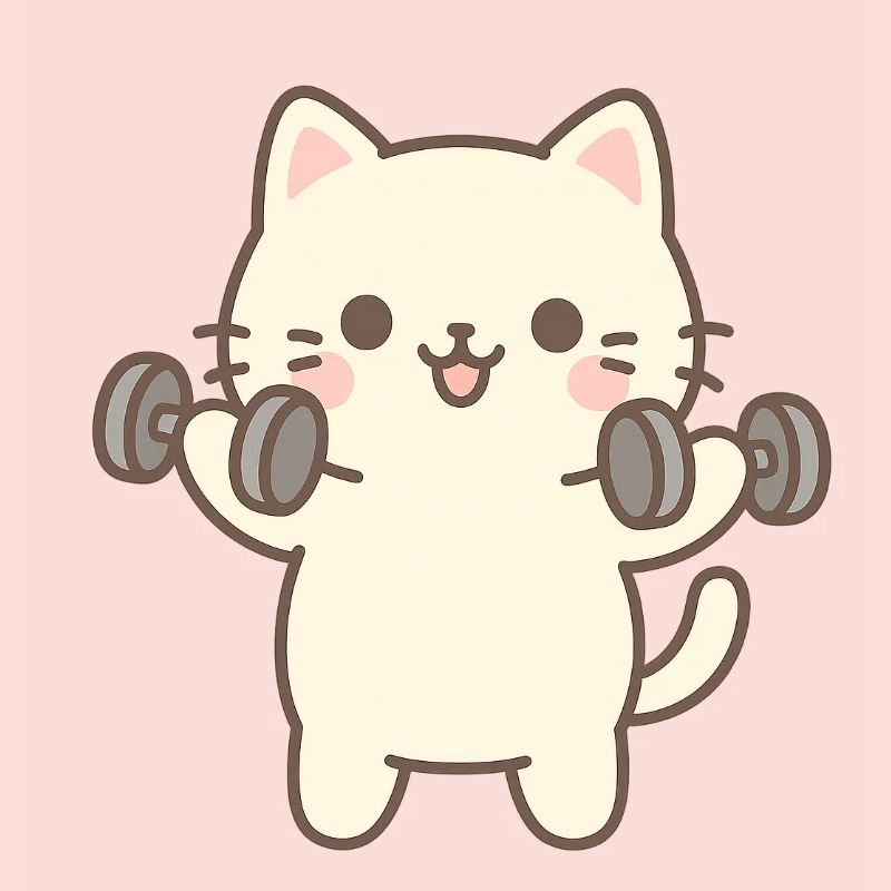 Kitten doing strength training
