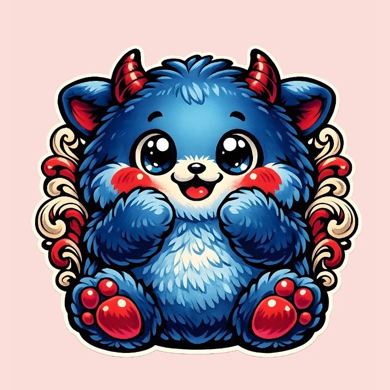 Blue cuddly panda with red paws