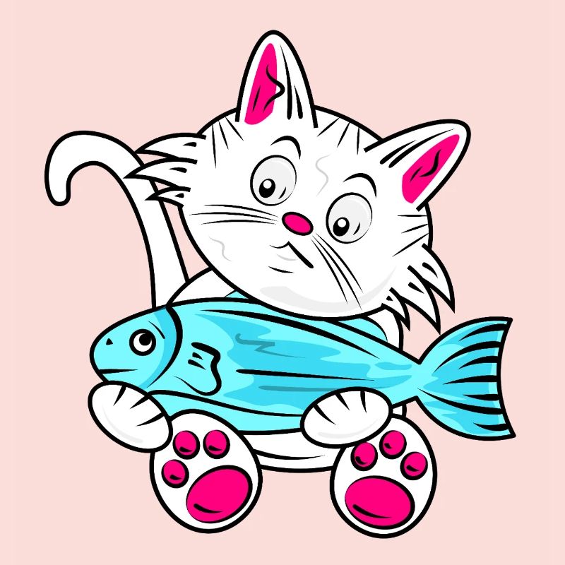 Petit Chat et Poisson Bleu