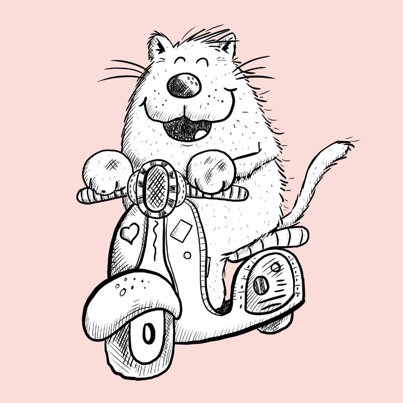 Lustige Katze Auf Roller Comicfigur Fun Geschenk