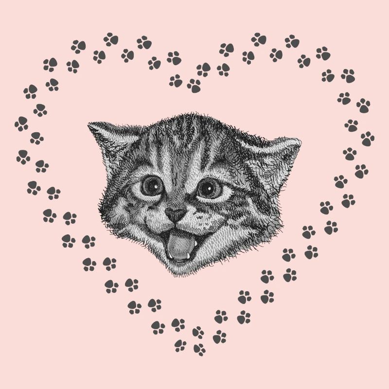Suesses Katzengesicht mit Herz