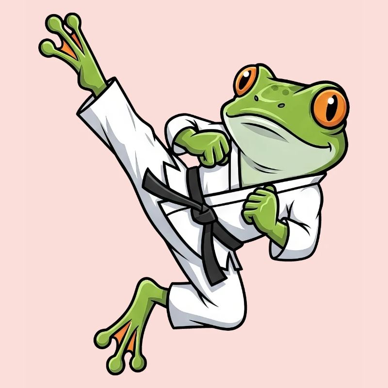Whimsical Frog Toad Toad Karate Martial Arts