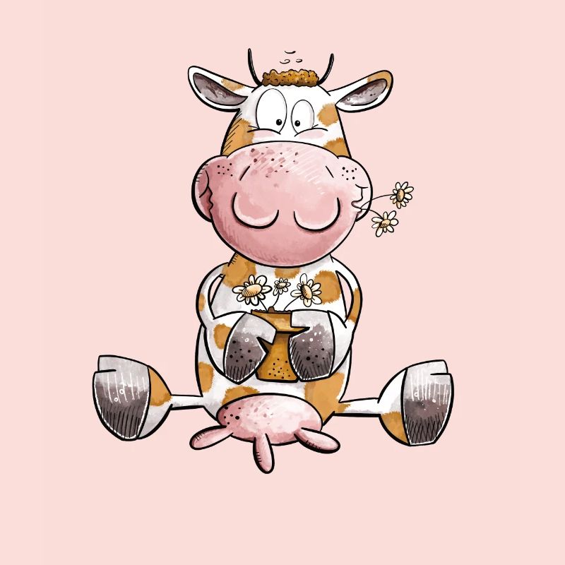 Vache avec des fleurs