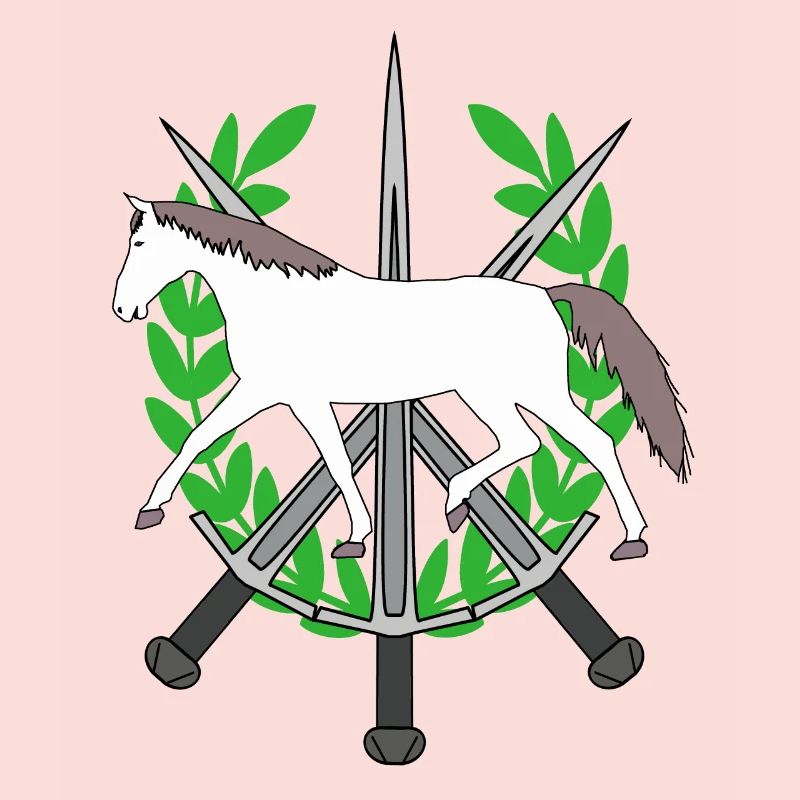 Lorbeerkranz Ritter Schwerter Held Pferd Held