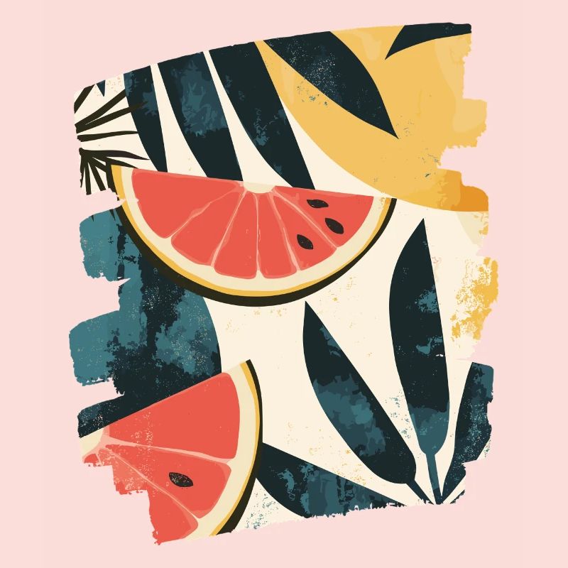 Pastèque d’été et palmiers