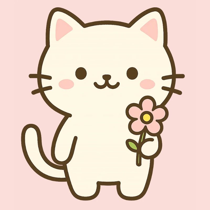 Chat mignon avec fleur