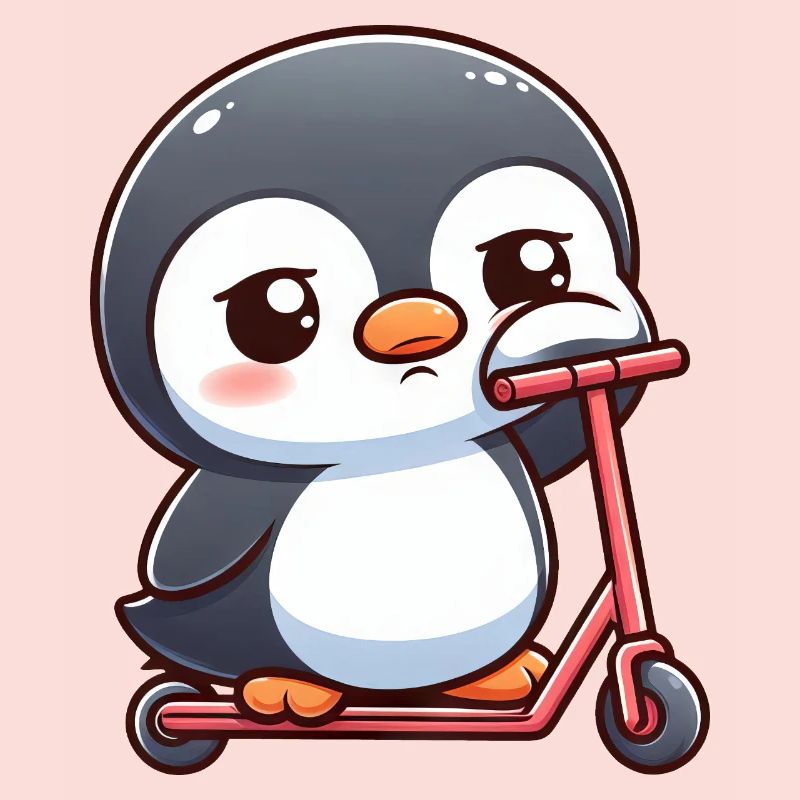 Süßer Cartoon Pinguin Roller Scooter Langeweile