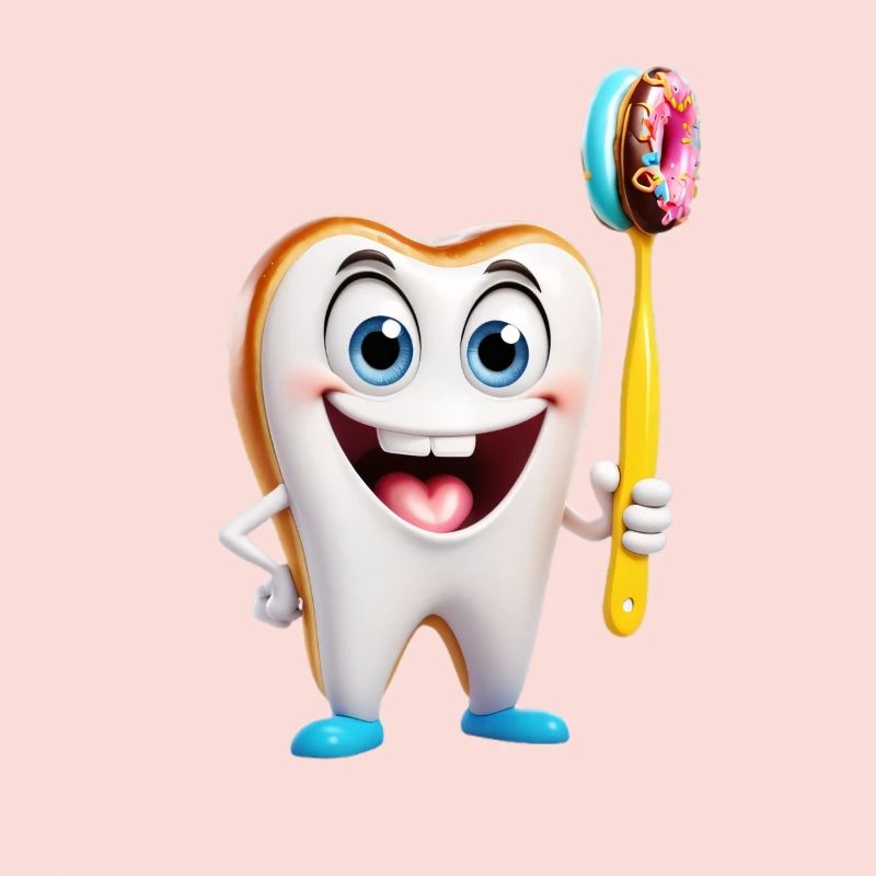 Dent heureuse avec brosse beignet