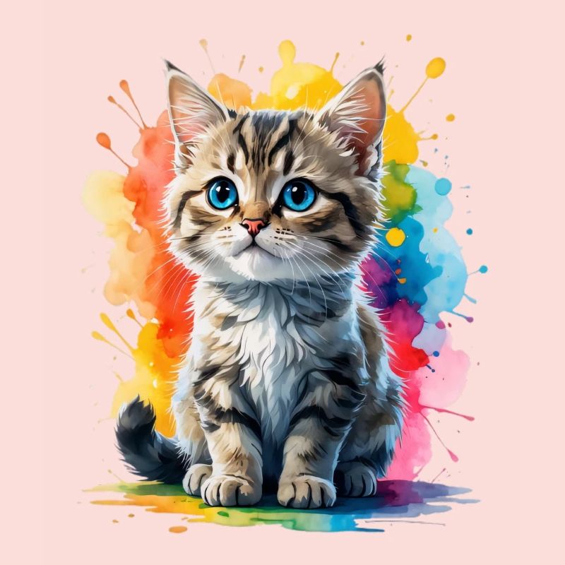 Explosion de couleurs de portrait de chat