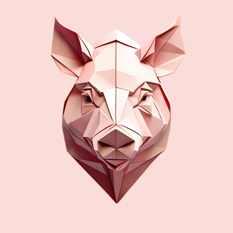 Low-Poly Schwein Kopf Pink