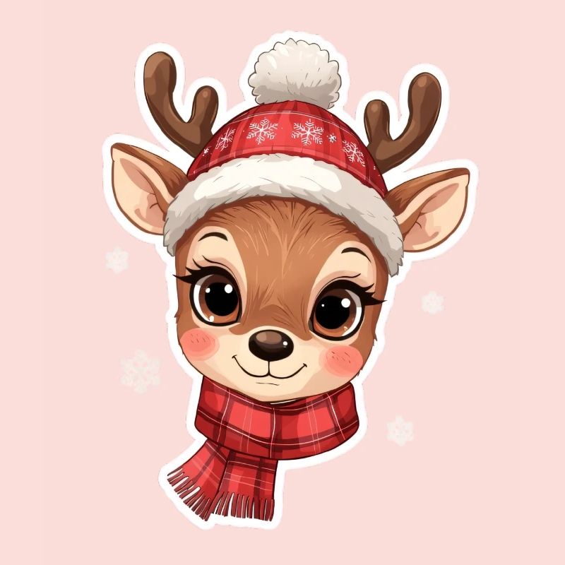 Winter deer with red scarf