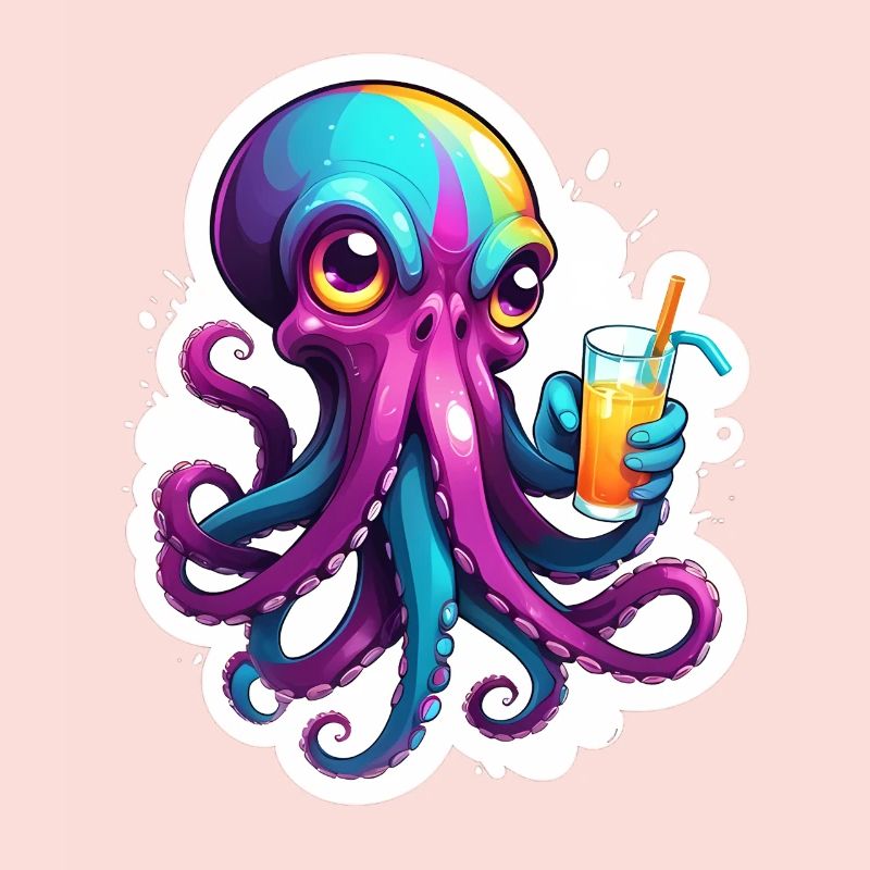 Bunter Oktopus mit Drink