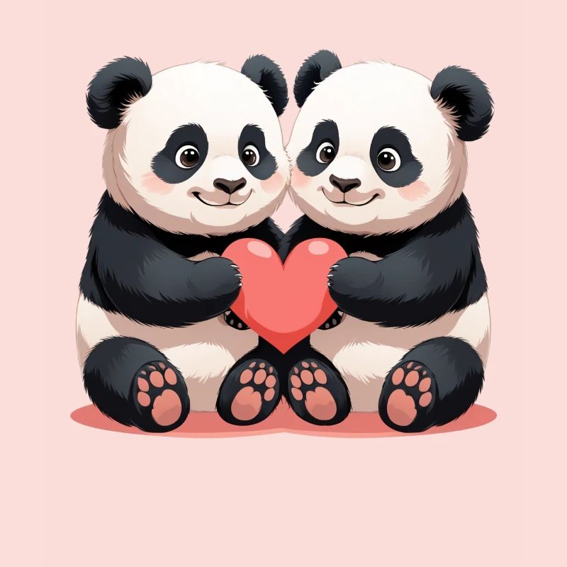 Panda Heart Duo Cuddle Time