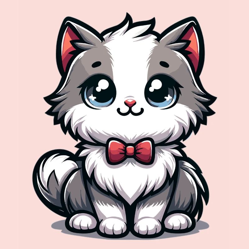 Cuddly kitten with red bow tie