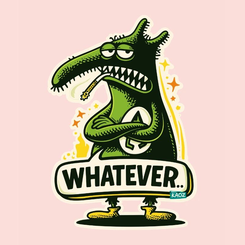 Dino Monstre Vert avec Peu importe l’Attitude