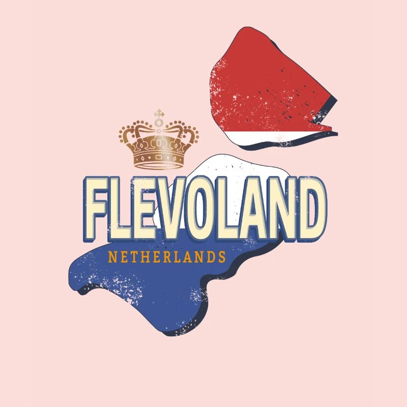 Flevoland Netherlands Retro Map Holland
