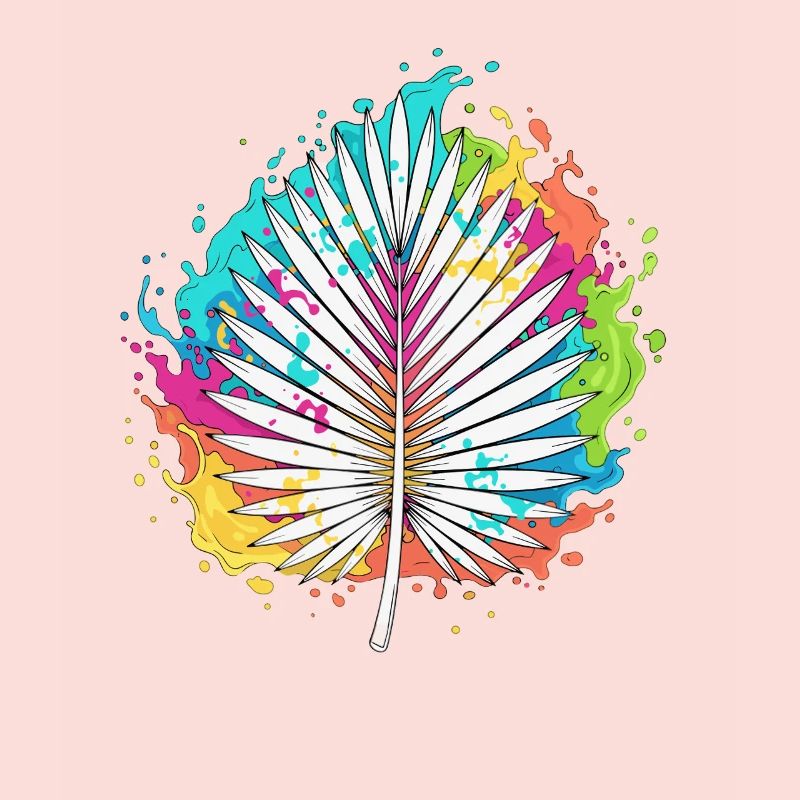 Bunte Palmenfächer Farbexplosion