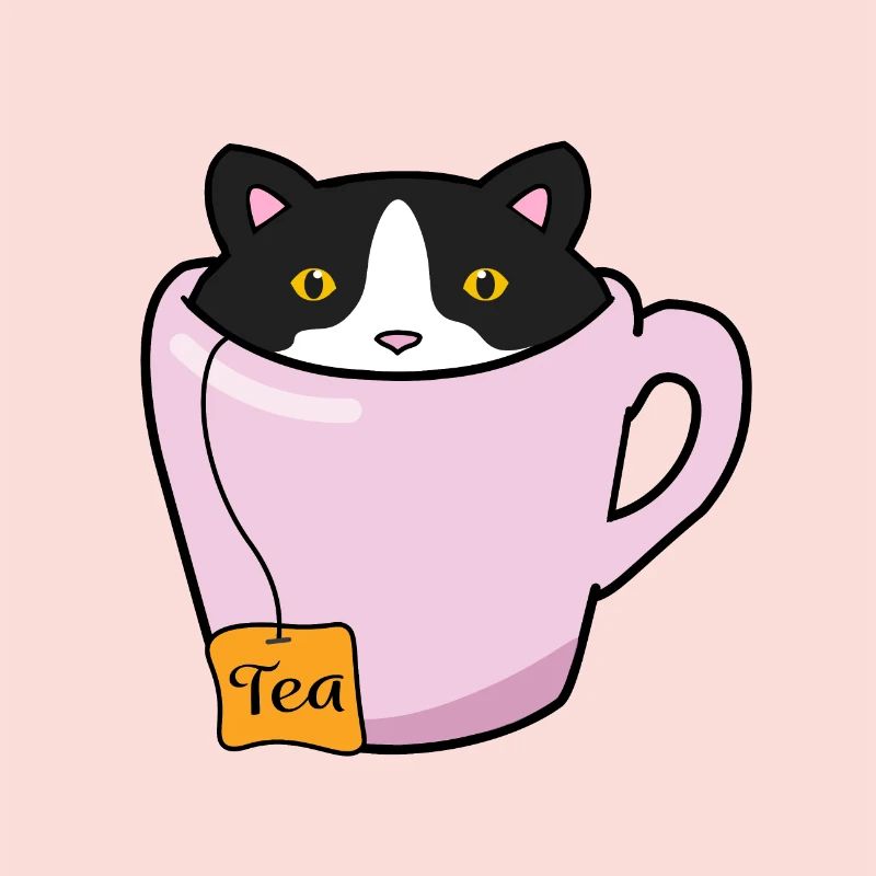 Chat de thé mignon