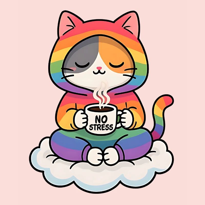 Rainbow Cat on a Cloud